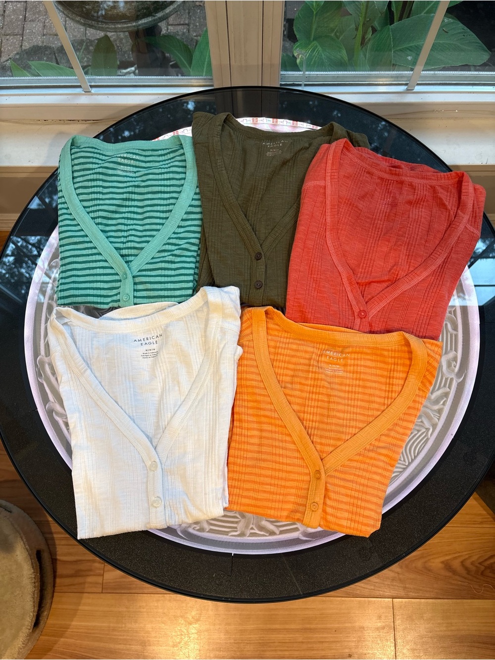 new American Eagle Ribbed Button-Front Sleep Top Bundle of 5